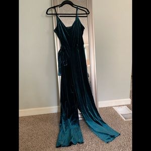 Velvet deep green jumpsuit forever 21
